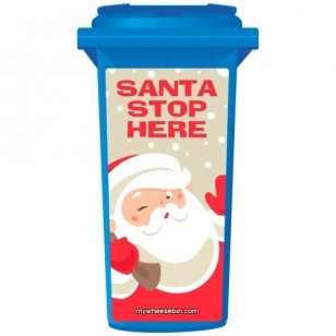 Santa Stop Here Wheelie Bin Sticker Panel